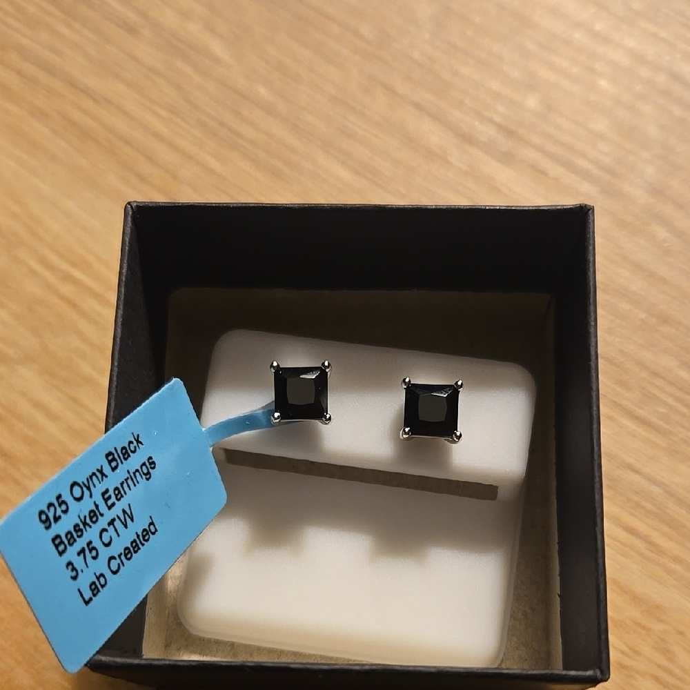 Black Onyx Basket Stud Earrings